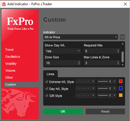 Configuration dialog showing additional parameters