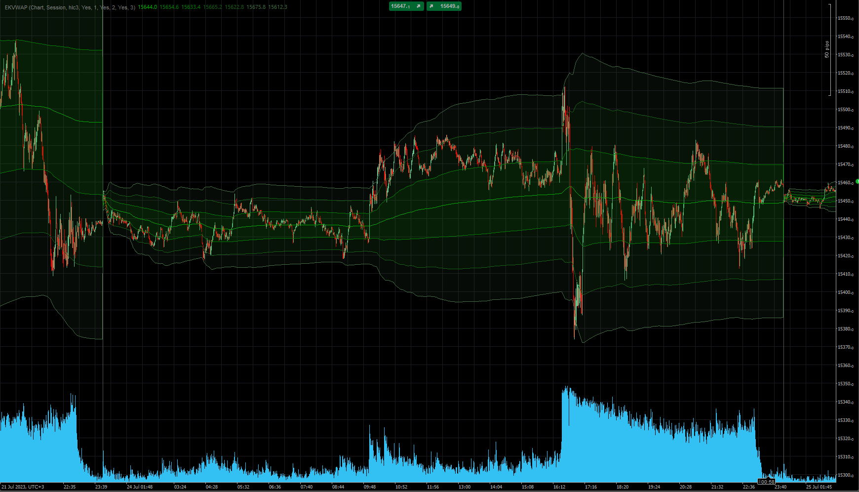 View of the VWAP & the bands.